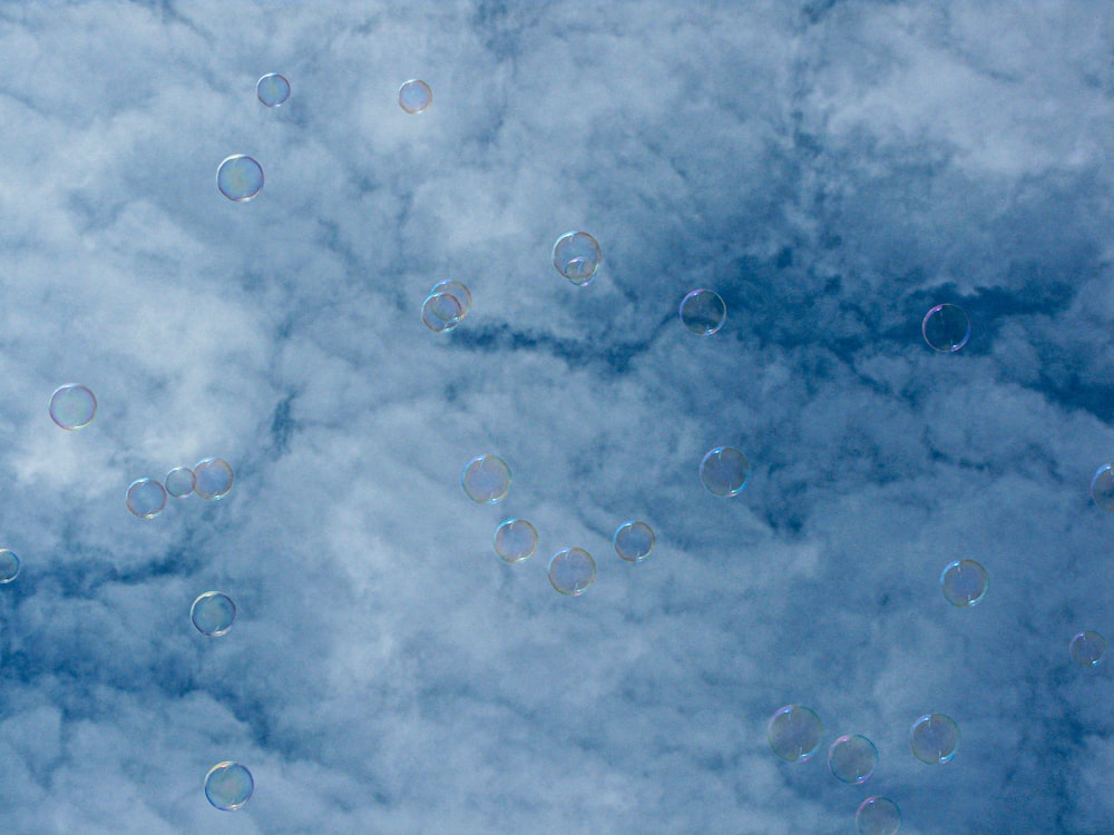 a group of bubbles floating in the air