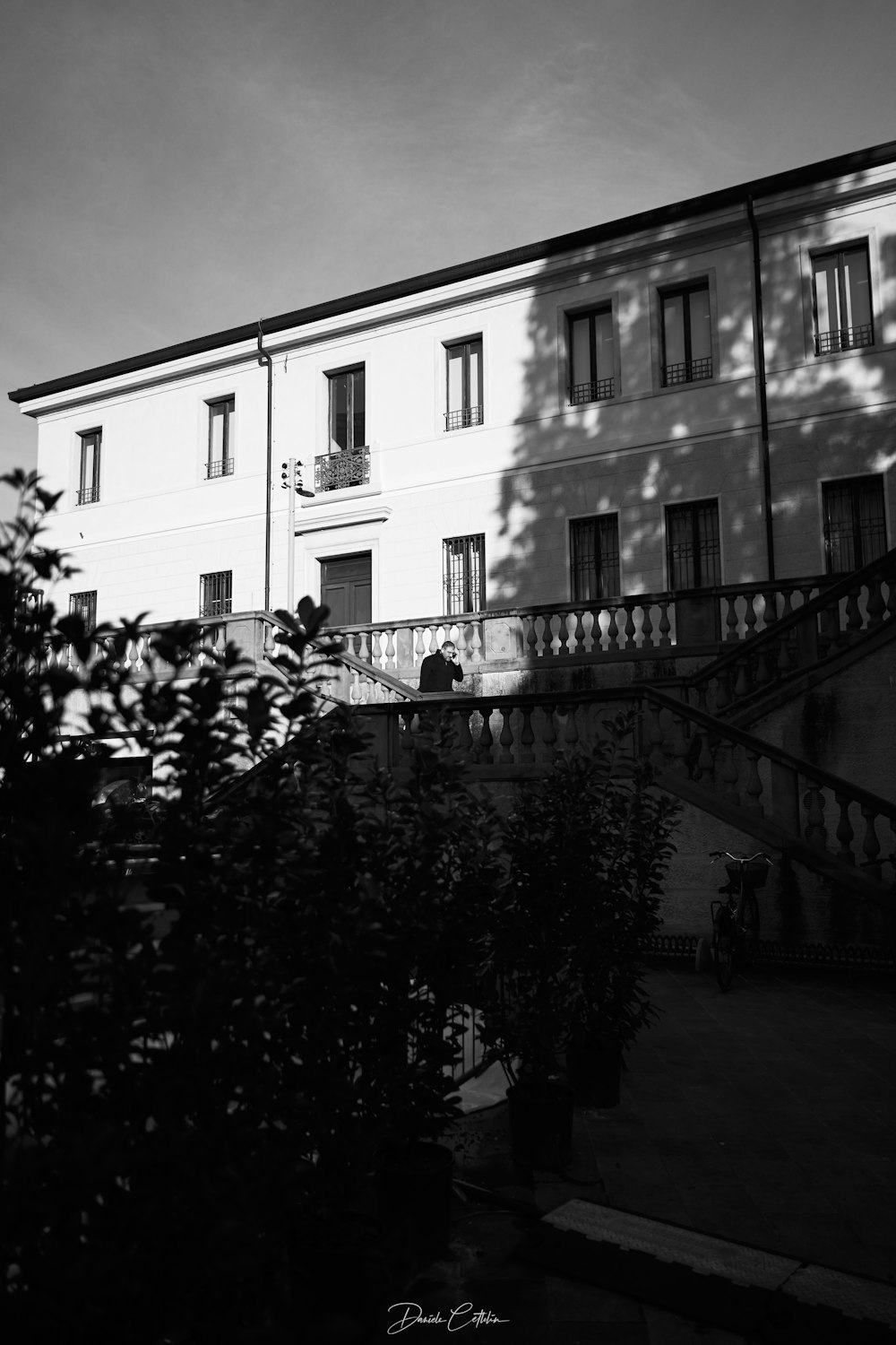 grayscale photo of concrete building