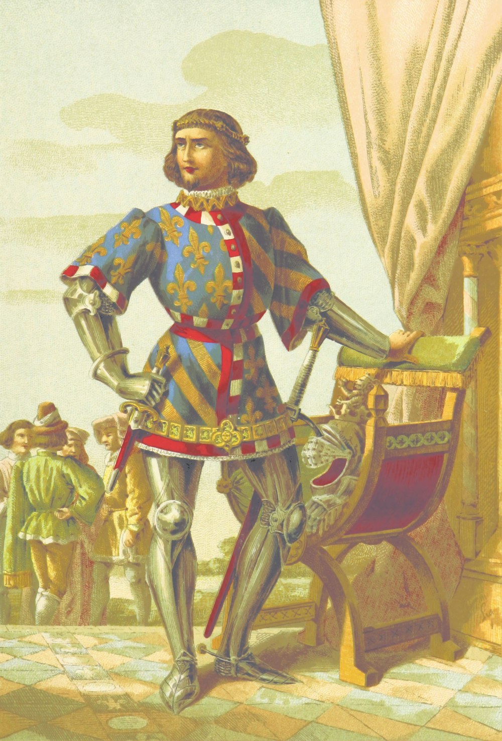 a painting of a man in a suit of armor