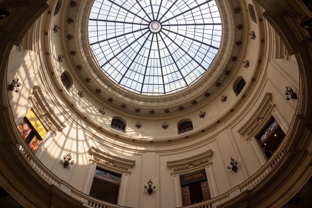 low angle photography of dome ceiling