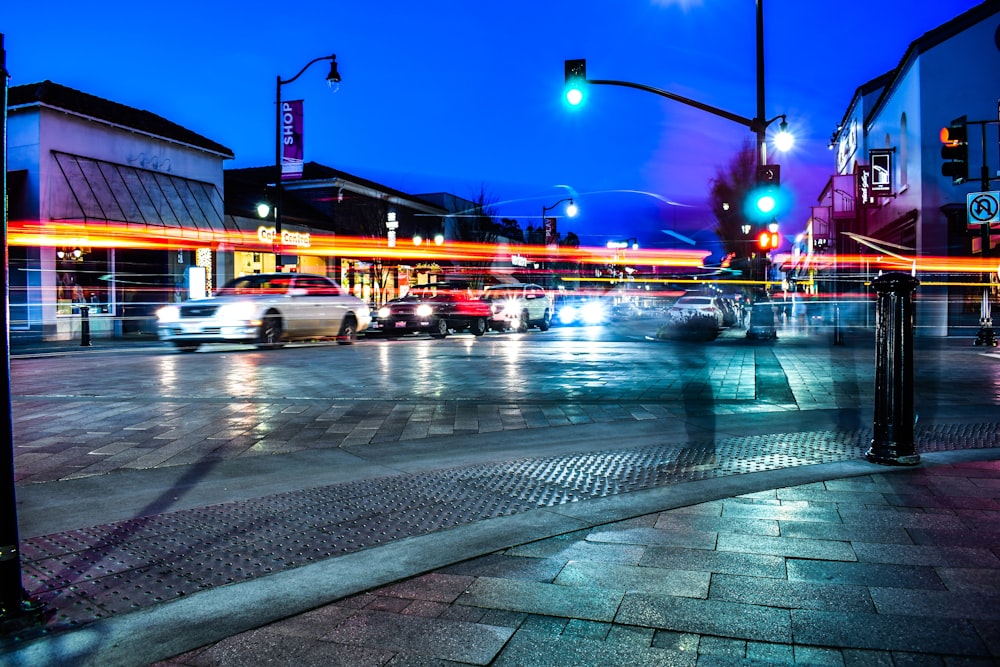 cars on road during night time