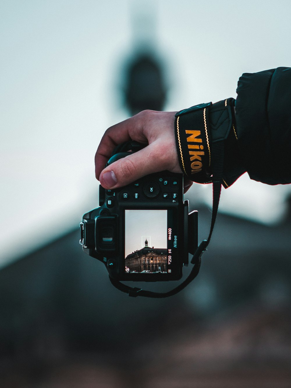 person holding black dslr camera