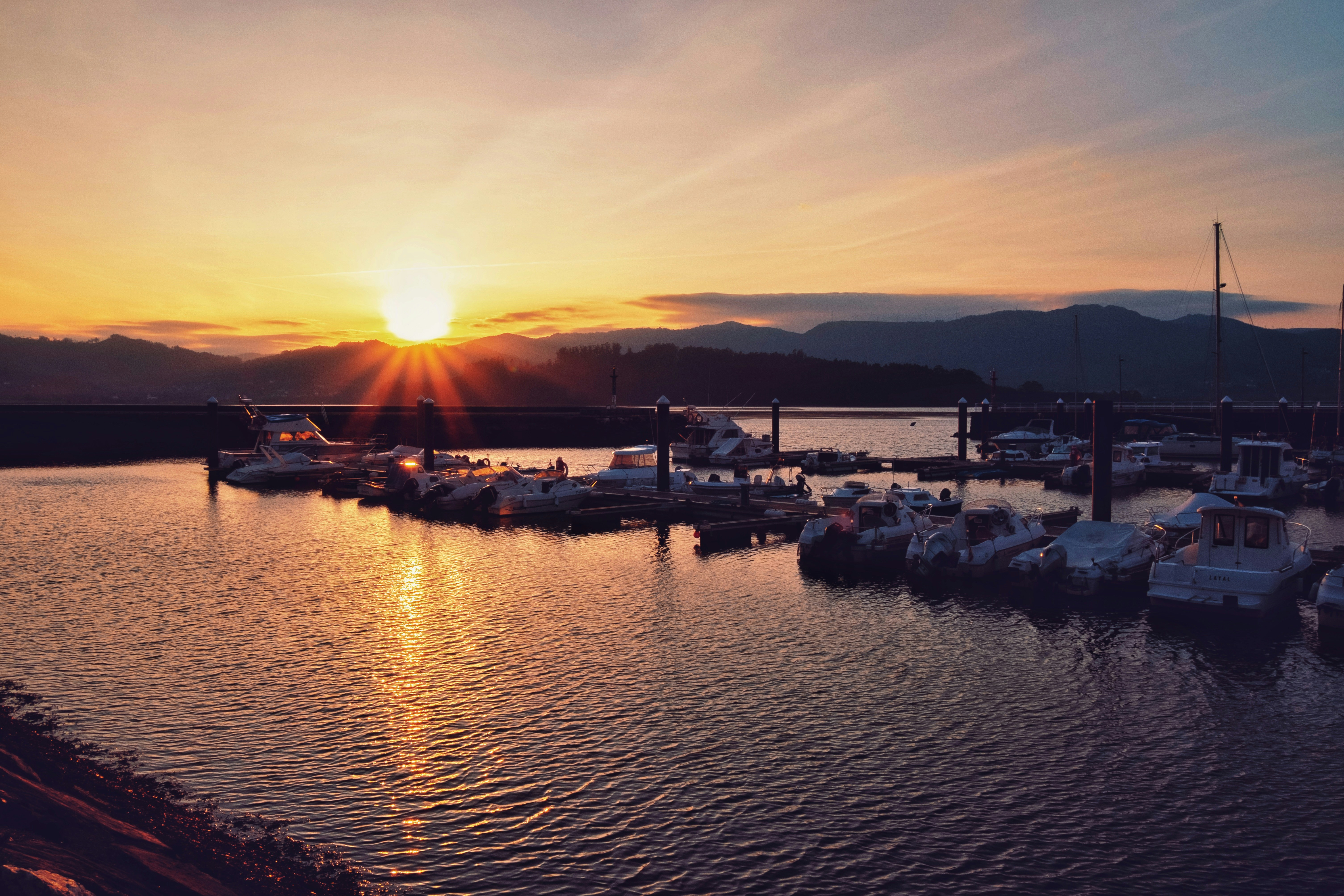 boat on water during sunset
