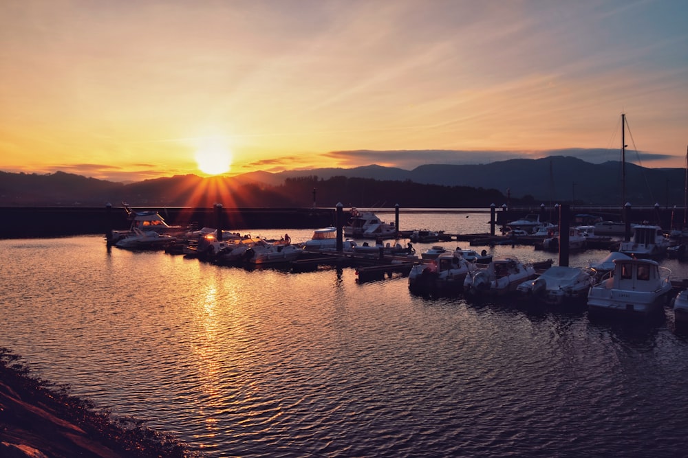 boat on water during sunset