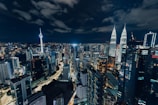 city skyline during night time