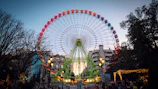 white and red ferris wheel