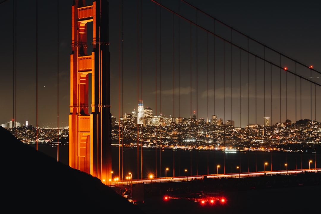 city skyline during night time