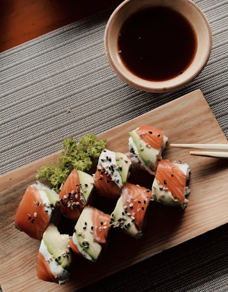 sushi on white ceramic plate