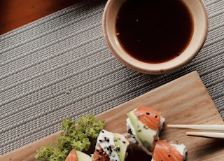 sushi on white ceramic plate