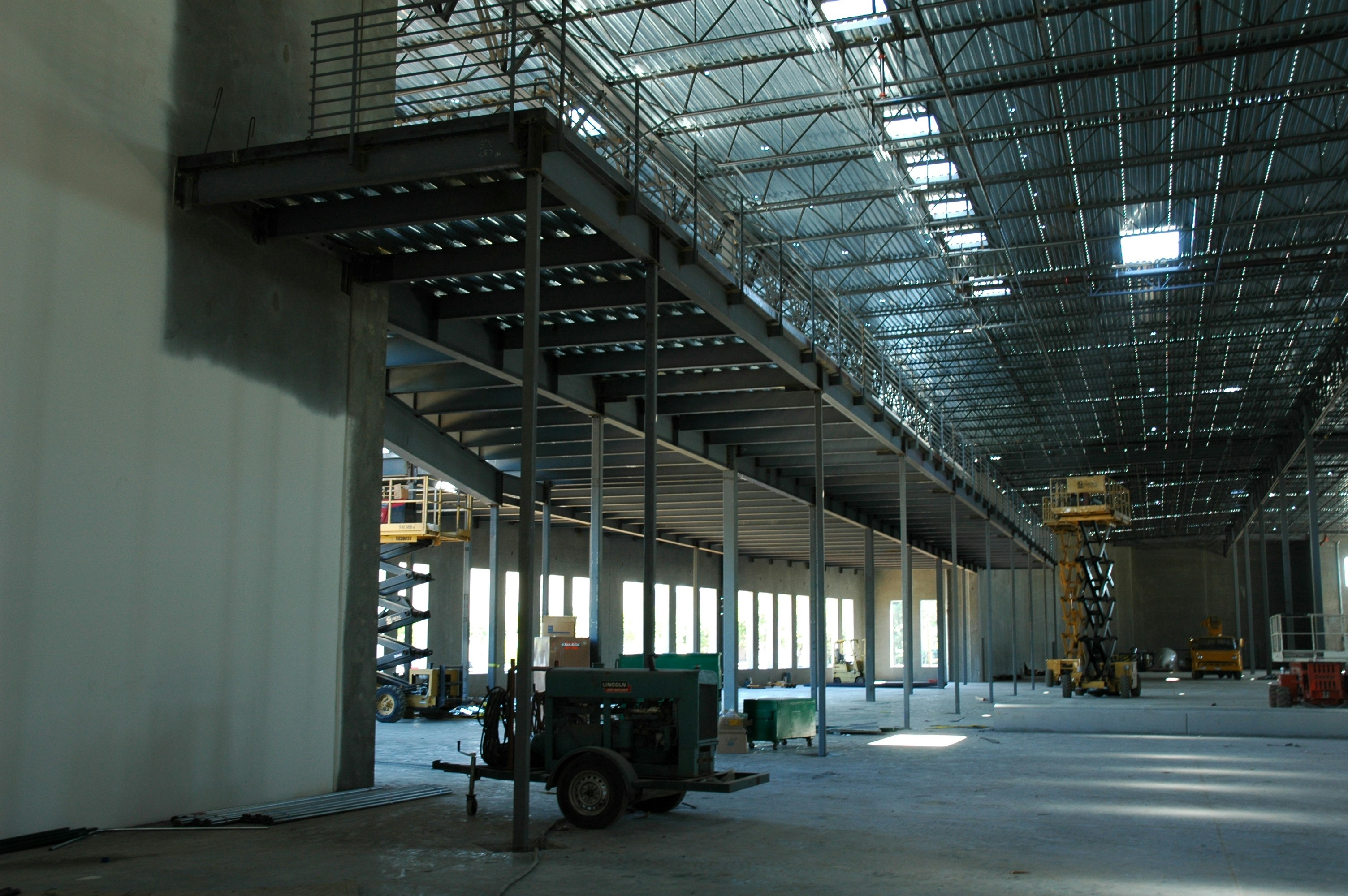 Industrial construction site with structural framework