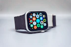 black smart watch with black strap