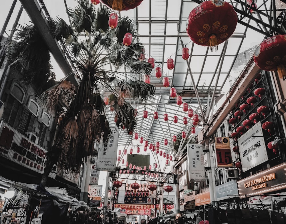 red chinese lantern on street during daytime