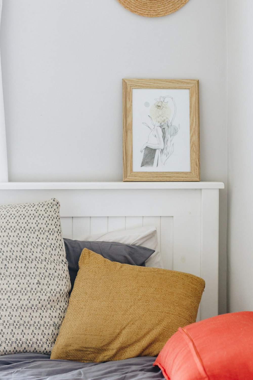 white flower painting on white wall