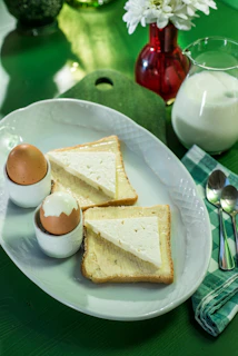 sliced bread on white ceramic plate