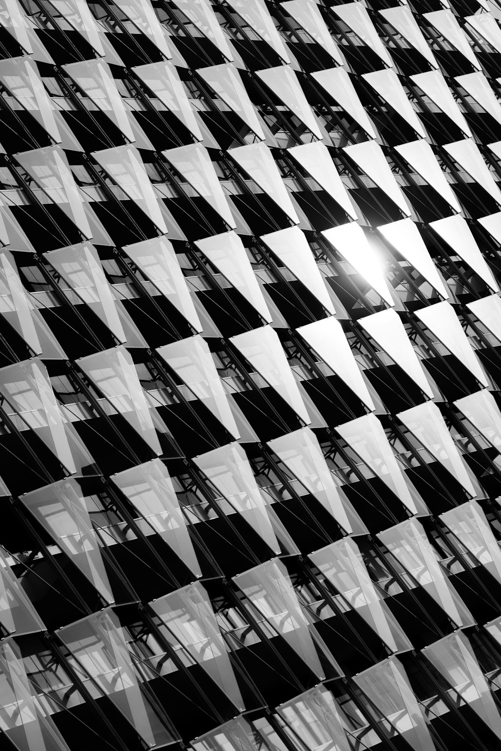 black and white glass building