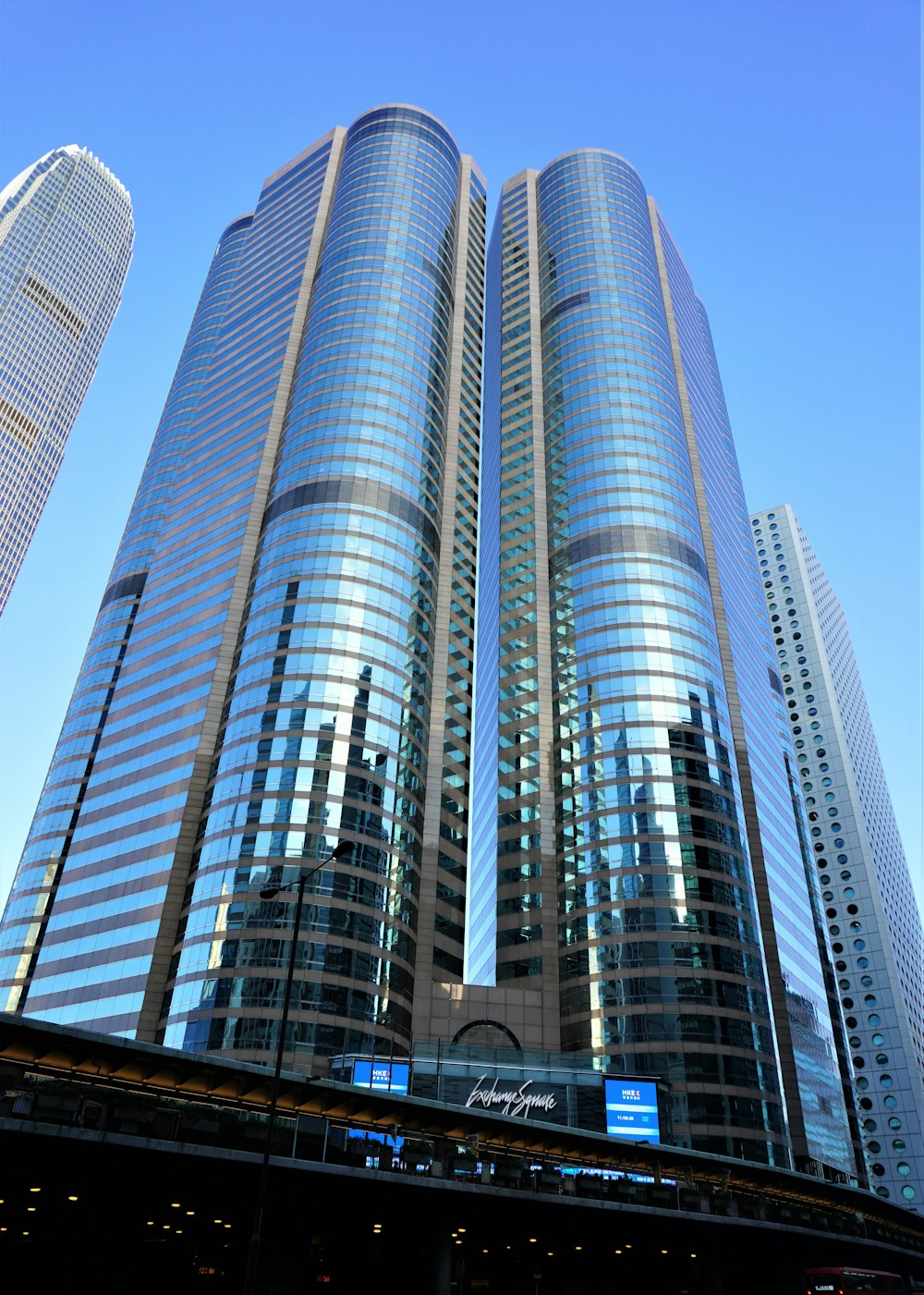 gray and blue glass building