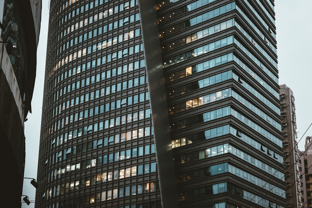 black metal frame glass building