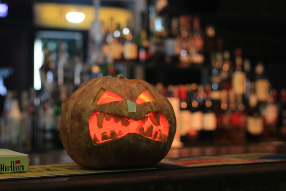 jack o lantern on table