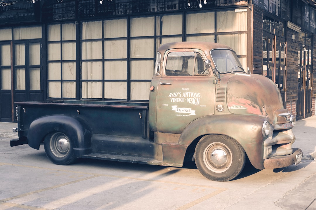 vintage gray single cab pickup truck