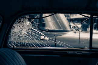 spider web on car window