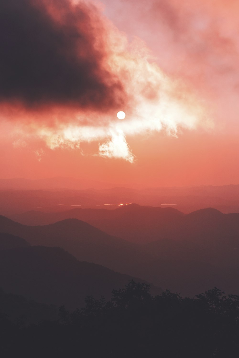 silhouette of mountains during sunset