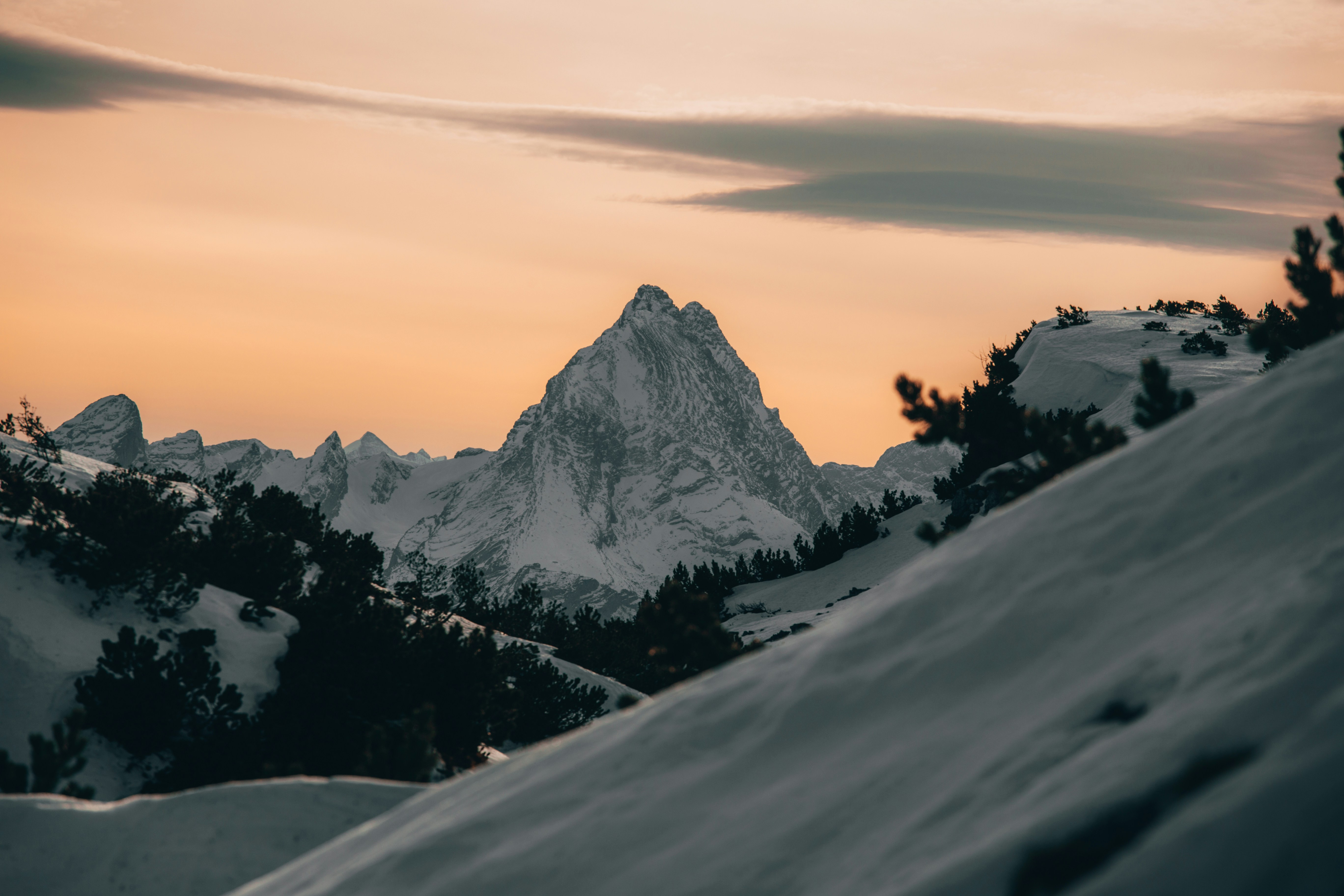 snow covered mountain during daytime, Sunset from Untersberg