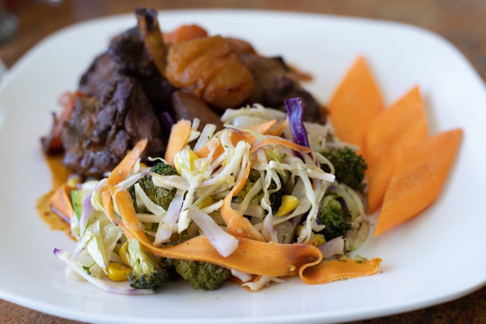 cooked food on white ceramic plate