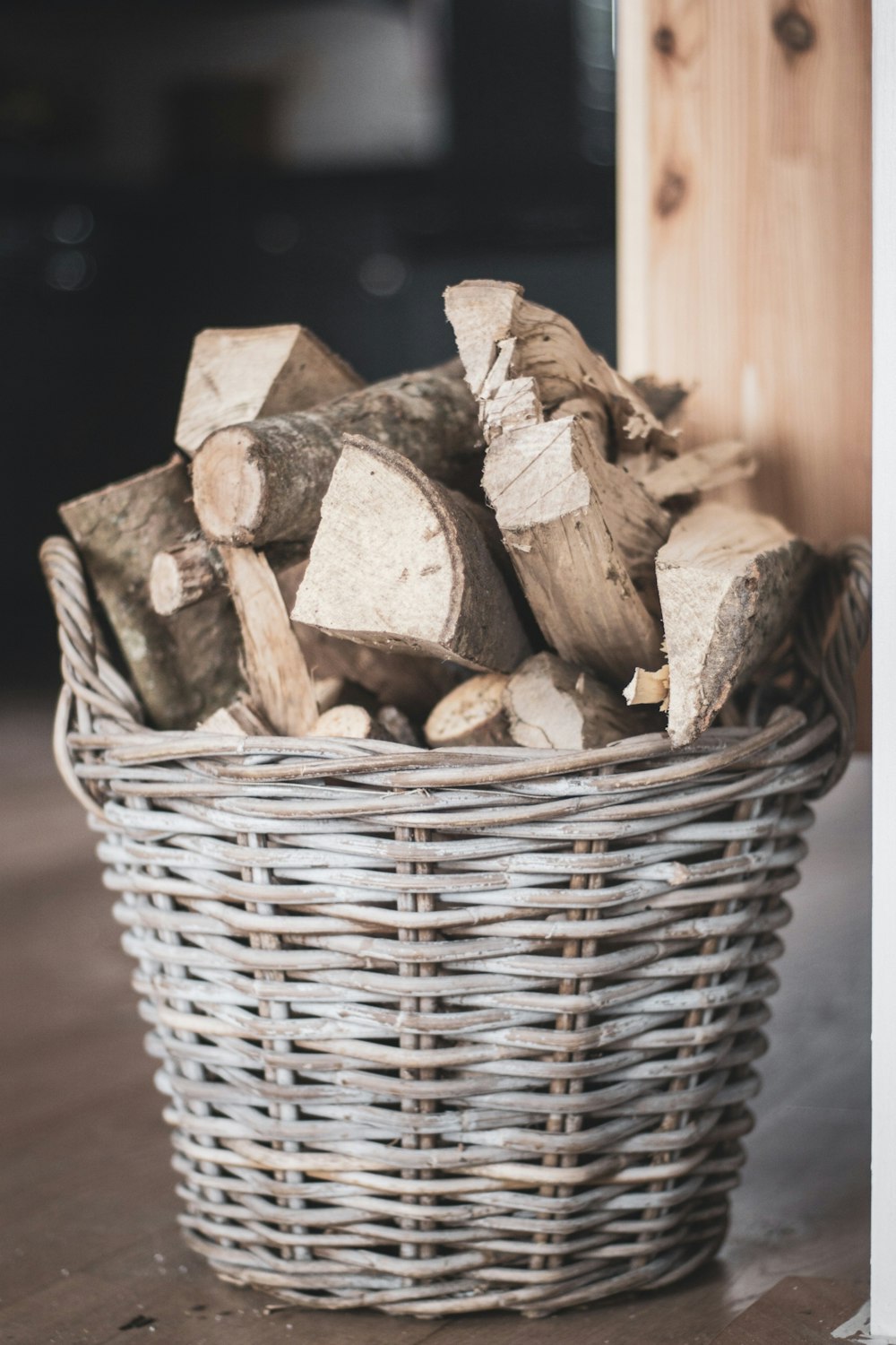 brown wooden basket with brown dried leaves