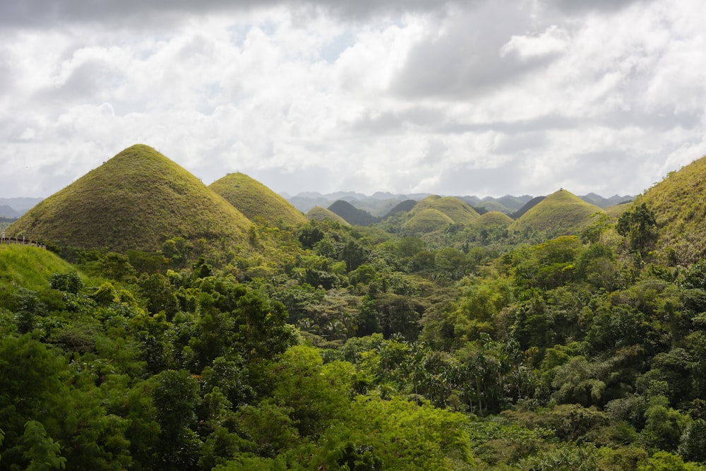 green trees on mountain under white clouds during daytime