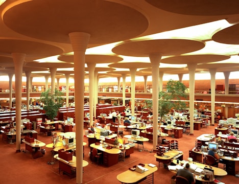 Work area at the Johnson Wax Building, headquarters of the S.C. Johnson and Son Co