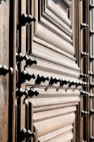 A close-up of a door's intricate details and craftsmanship.