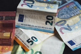 20 euro bill on white textile