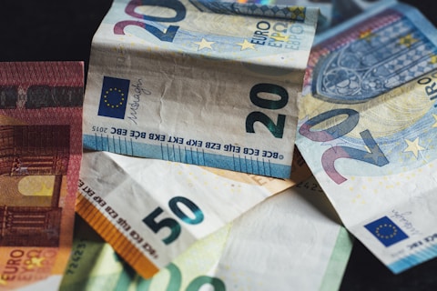 20 euro bill on white textile