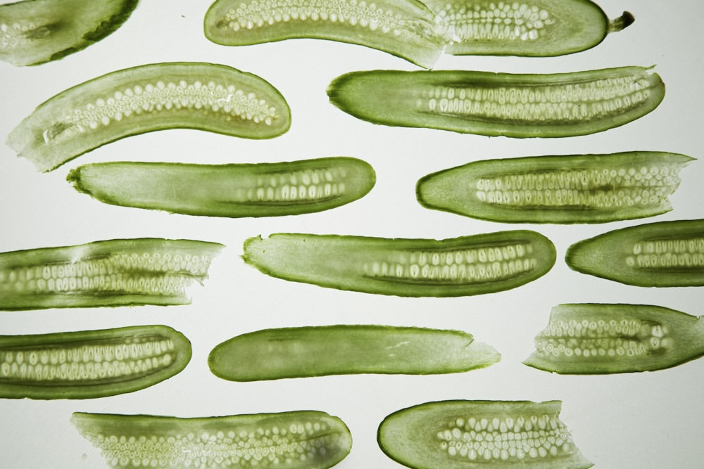 green and white oval fruits