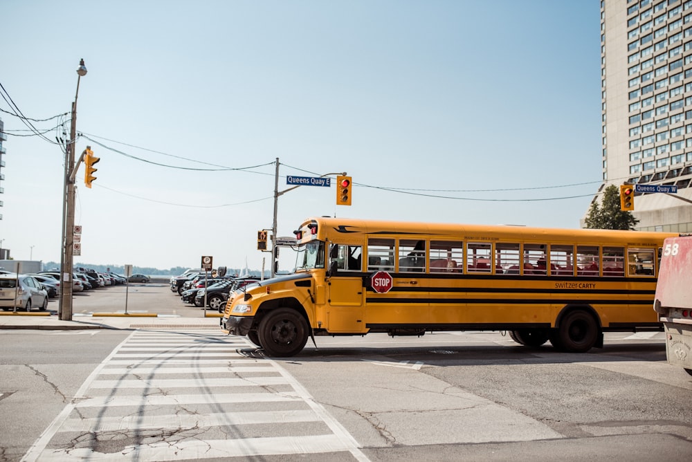 school bus on road during daytime