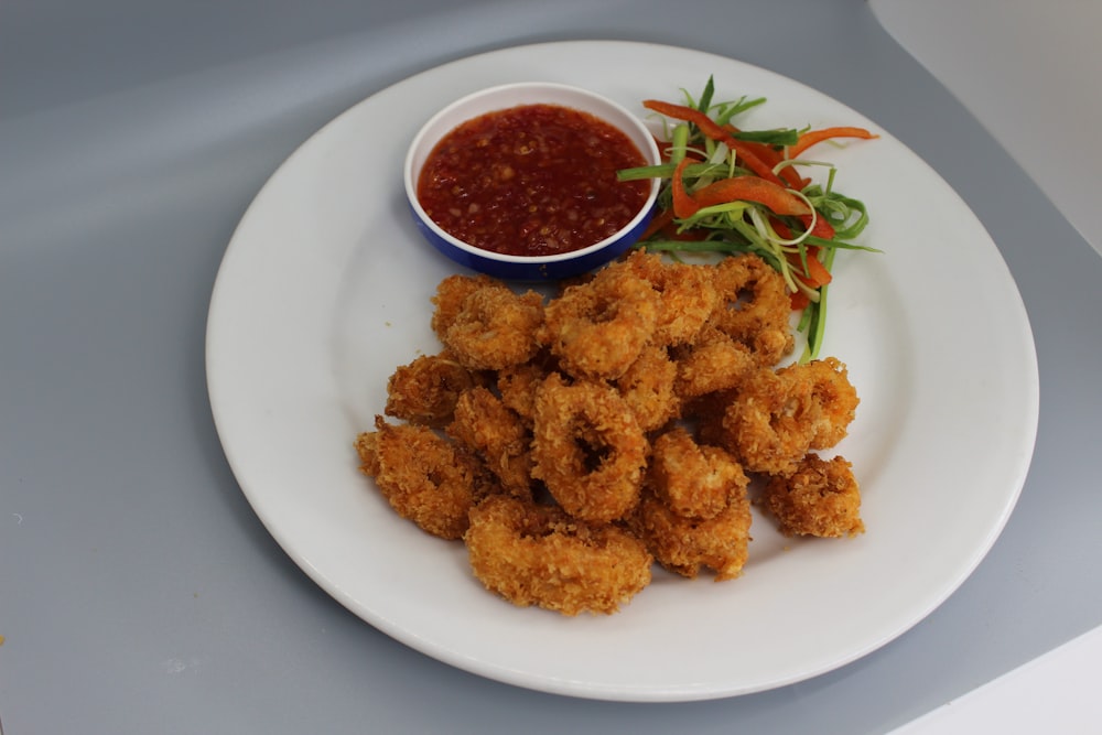 fried chicken on white ceramic plate