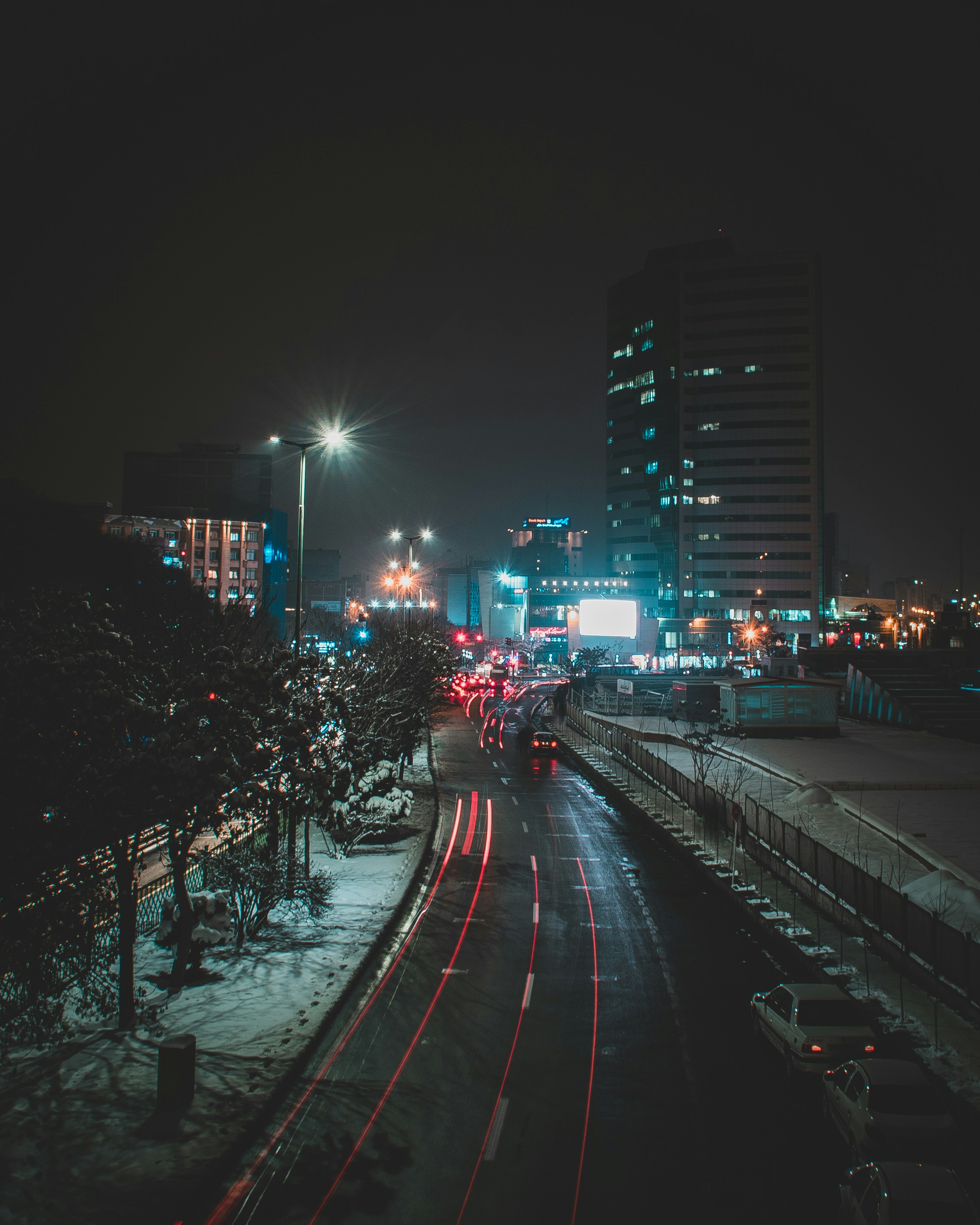 cars on road during night time
