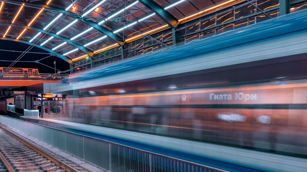 time lapse photo of train