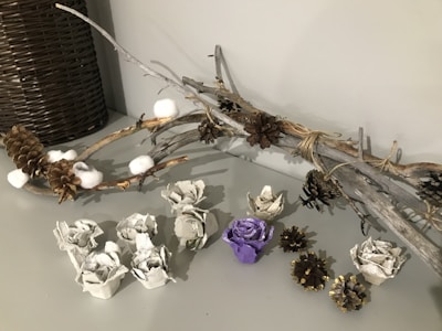 A crafted decoration made from natural materials.