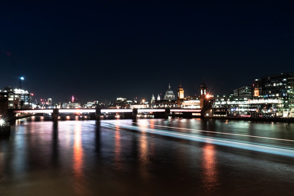 city lights during night time