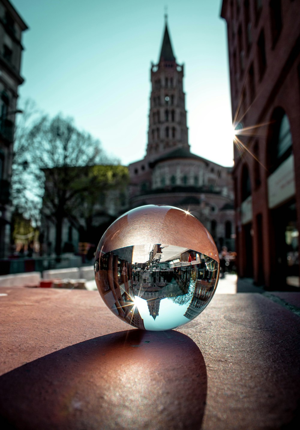 blue ball on the street