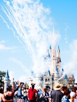 A family enjoying the magical atmosphere of Disney World, with colorful castles and joyful smiles.
