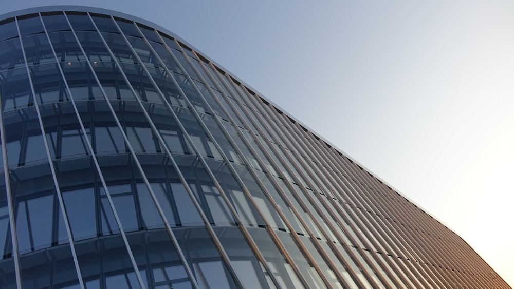 low angle photography of glass building