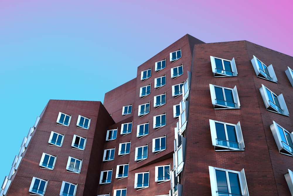 brown and blue concrete building