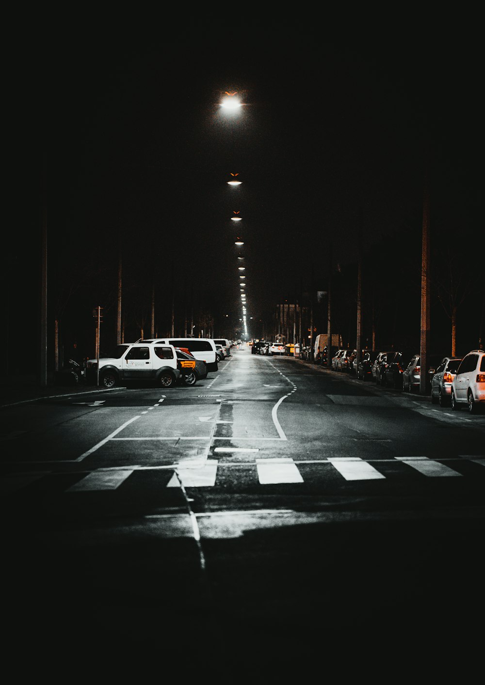 cars on road during night time