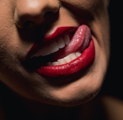 woman with red lipstick and red lipstick