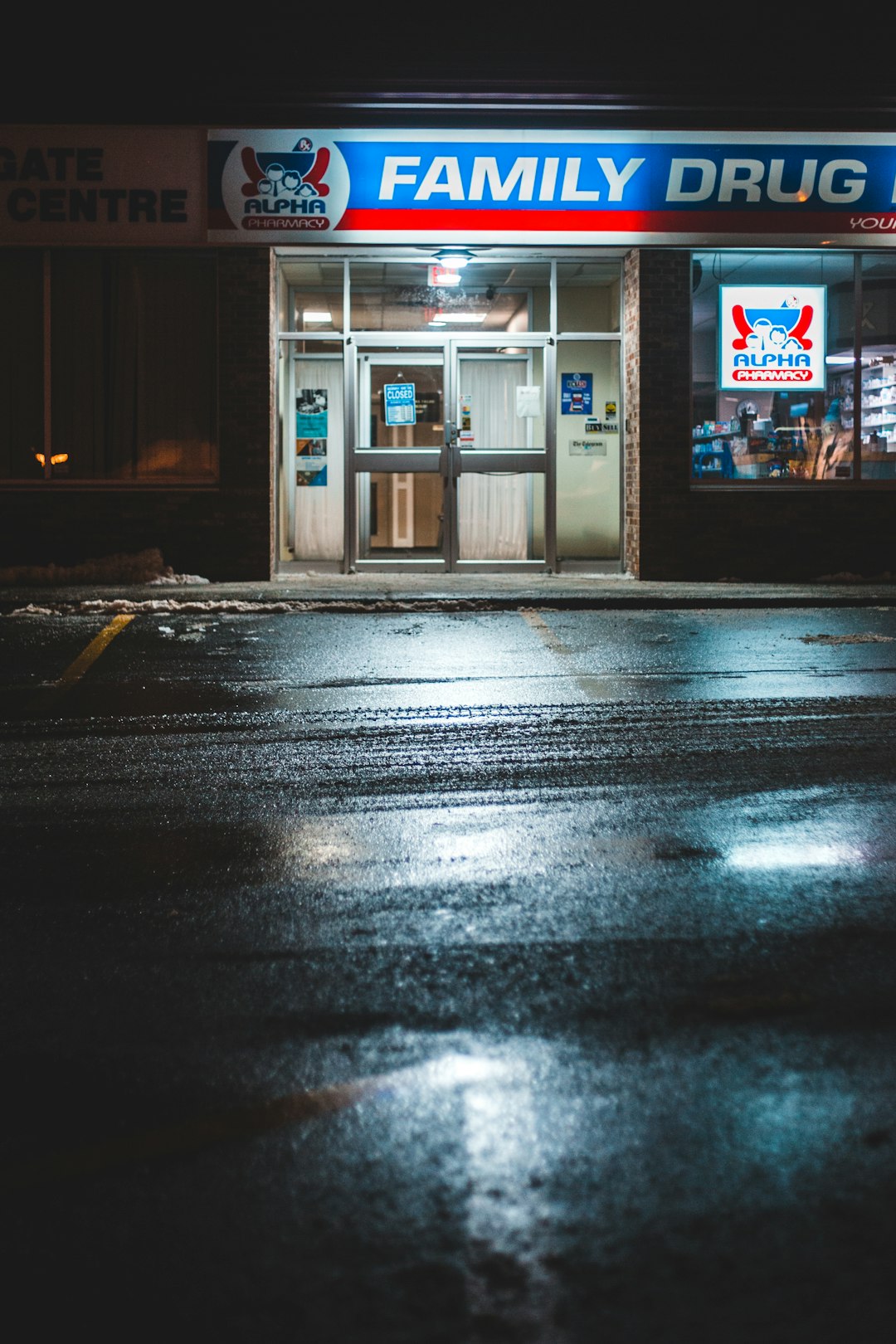 white and black store front