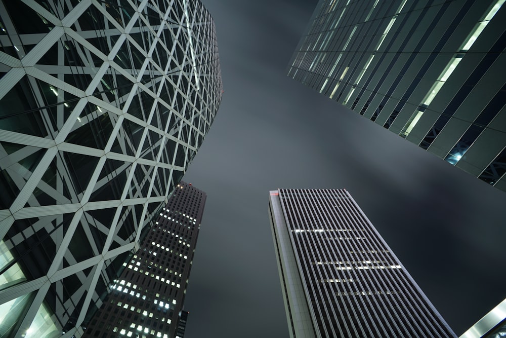 black and white building during night time