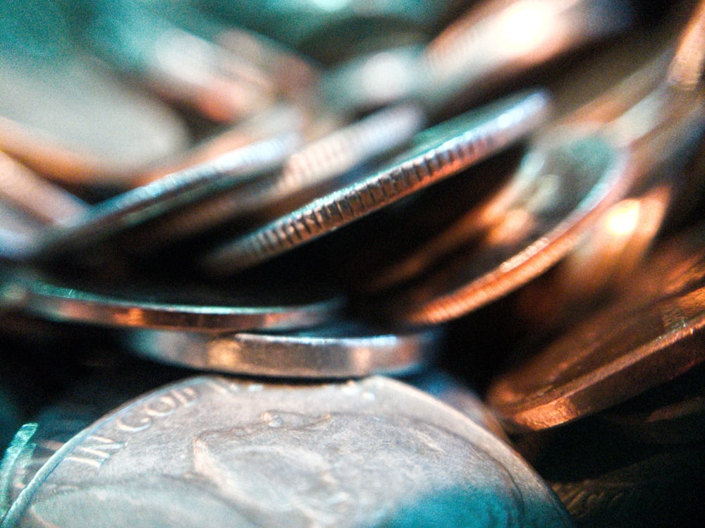 silver and gold round coins