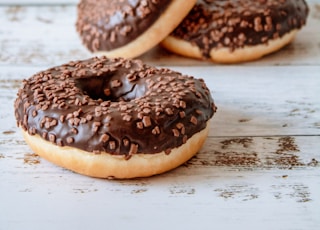 brown donut on white table